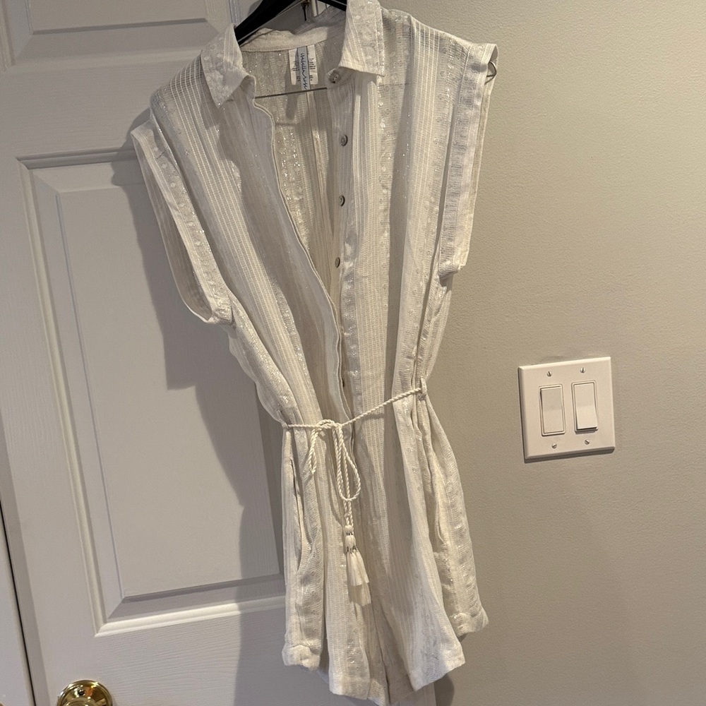 White Striped Women's Swim Coverup